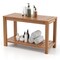 Shower Stool Teak Wood with 2-Tier Storage Shelf for Bathroom or Poolside